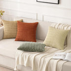 MIULEE Corduroy Decorative Throw Pillow Covers 20x20 Light Olive Pack of 2 | - Image 7