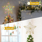 Christmas Tree Topper,50 LED Lighted Sparkling Star Tree Toppers Christmas Decorations,8 Lighting Modes Gold Star Xmas Decorations with Remote Control and Extra Battery Box,Glitter Christmas Ornament