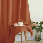 Terracotta Light Filtering Linen Curtains 63 Inch Length 2 Panels | Semi Sheer - Image 8