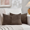 Fancy Homi 2 Packs Dark Brown Long Lumbar Decorative Throw Pillow Covers 12x24 Inch for Couch Bed Sofa, Rustic Farmhouse Boho Home Decor, Soft Striped Corduroy Rectangle Accent Cushion Case 30x60 cm