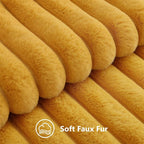 decorUhome Fall Faux Fur Throw Pillow Covers 22x22 Set of 2 Mustard Yellow | - Image 2