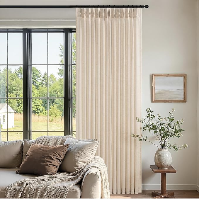 Topfinel 105 Inch Curtains 2 Panels Set, Two Packs Pinch Pleat Back Tab Linen - Image 4