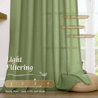 54 Inch Semi Sheer Green Linen Curtains - Image 4