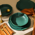 Stone Lain Baskerville 12-Piece Dinnerware Set Stoneware, Green