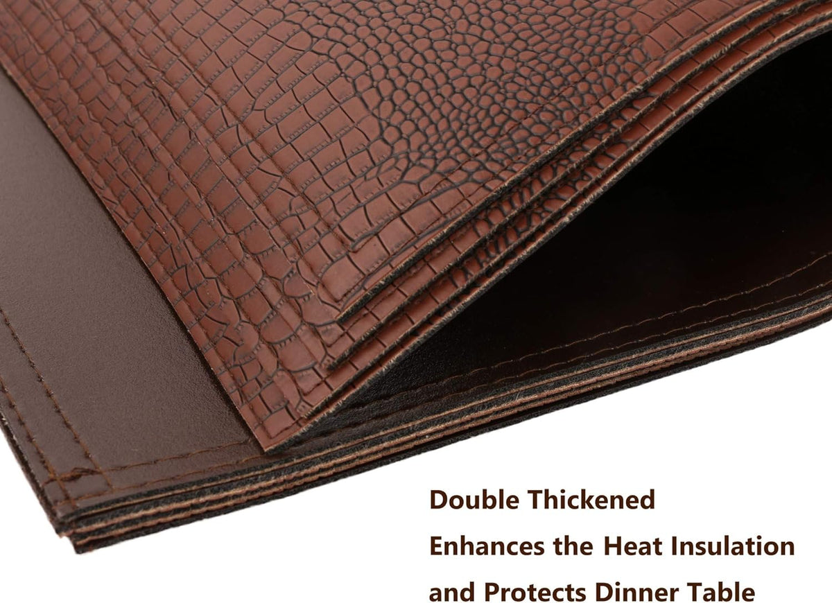 Set of 8 Faux Leather Placemats, PU Table Mats, Waterproof, Stain Resistant, Heat Resistant, Non-Slip Easy to Clean for Kitchen Dining Table, Conference Table, Brown