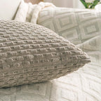 Set of 4 Taupe Decorative Throw Pillow Covers 18x18 Inch Corduroy Pillow Covers - Image 6
