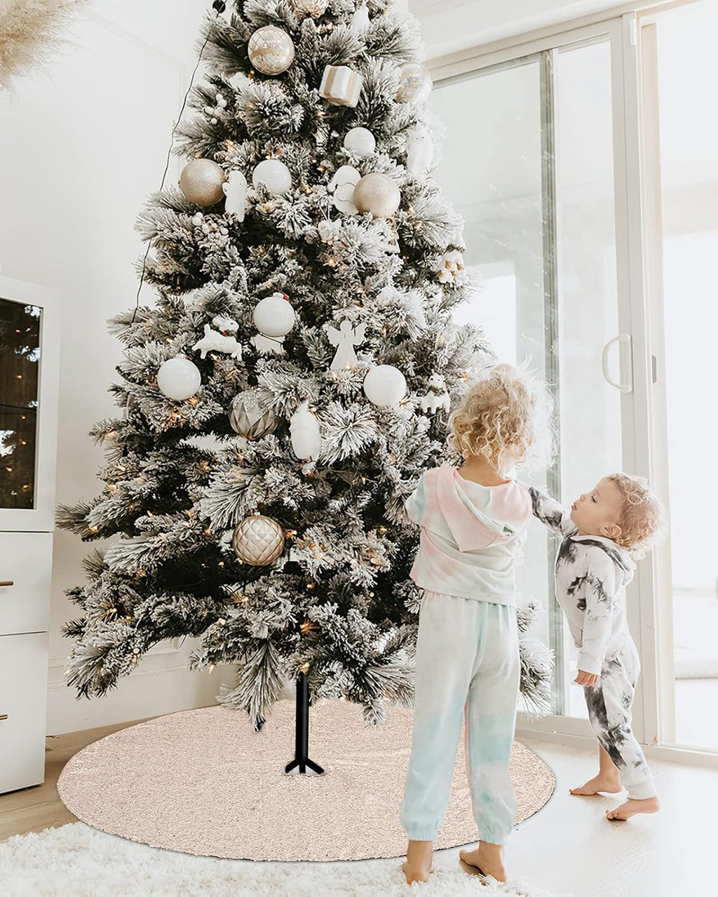 36 Inches Christmas Tree Skirt Champagne Gold Tree Skirt Sequin Glitter Tree Skirt for 4ft Tree Christmas Decoration