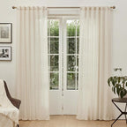 MYSKY HOME Linen Curtains for Living Room, Natural Semi Sheer Curtains & Drapes - Image 2