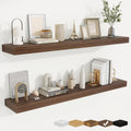 fuqing Floating Shelves for Wall, Bathroom Shelf Wall Mounted for Storage, Shelves with Invisible Bracket for Bedroom, Kitchen, Living Room, Farmhouse Small Book Shelf, 48 Inch Set of 2, Walnut