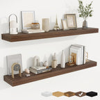 fuqing Floating Shelves for Wall, Bathroom Shelf Wall Mounted for Storage, Shelves with Invisible Bracket for Bedroom, Kitchen, Living Room, Farmhouse Small Book Shelf, 48 Inch Set of 2, Walnut