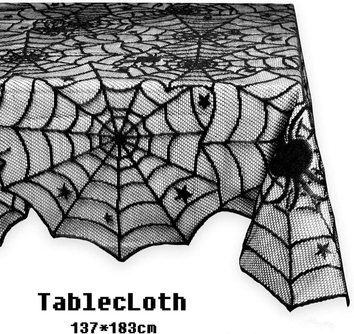 Halloween Tablecloth, Black Spider Web Lace Table Cloth, Gothic Kitchen Decor, Fall-Themed Party Decorations, Spider Web Reusable Home Accent, 54*72 Inches