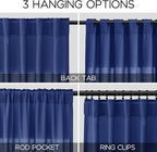 Classic Blue Linen Curtains 84 Inch Length 2 Panels Set - Image 2
