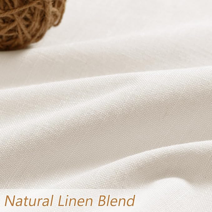 Ivory 100% Blackout Linen Curtains 63 Inch Length 2 Panels Set - Image 3