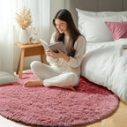 Blush Round Area Rugs 5ft, Soft Bedroom Circle Rug Mats - Image 7