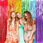 GOER 3.2 ft x 8.2 ft Metallic Tinsel Foil Fringe Curtains Party Photo Backdrop Party Streamers for Birthday,Graduation,New Year Eve Decorations Wedding Decor (4 Packs,Rainbow Colors)