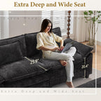 URRED Modular Sectional Sofa Comfy Cloud Couch, Modern Chenille Sofa Sleeper Deep Seat Couches with Ottoman/Pillows for Living Room (Black, 154'' - U Shape)