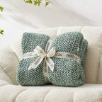 Snuggle Sac Green Blanket Twin Size Bedding Blankets, Super Soft Warm Cozy Knit Blankets for Sofa, Bed, Living Room, Heather Green, 60x80 inches,