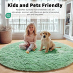 Sage Green Round Area Rugs 5ft, Fluffy Soft Bedroom Circle Rug - Image 4