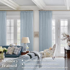 Dusty Blue 80 Inch Pinch Pleated Linen Curtains 2 Panels Set | Light Filtering - Image 2