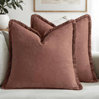 MIULEE Linen Fringe Decorative Fall Throw Pillow Covers Autumn Glaze 20x20 | by MIULEE