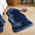 AMTOVO Faux Fur Rug, Dark Blue Area Rug, Fluffy Sheepskin Rug, Fuzzy Ultra Soft 2 x 4 ft Shag Rugs for Bedroom Sofa Throw Cushion Room Decor, Sheepskin