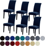 Howhic Stretch Chair Covers for Dining Room Set of 6, Removable Washable Dining Room Chair Covers, Dining Chair Slipcovers Seat Protector, Great Home Decor and Banquet Upholstery (Navy, 6 Pack)