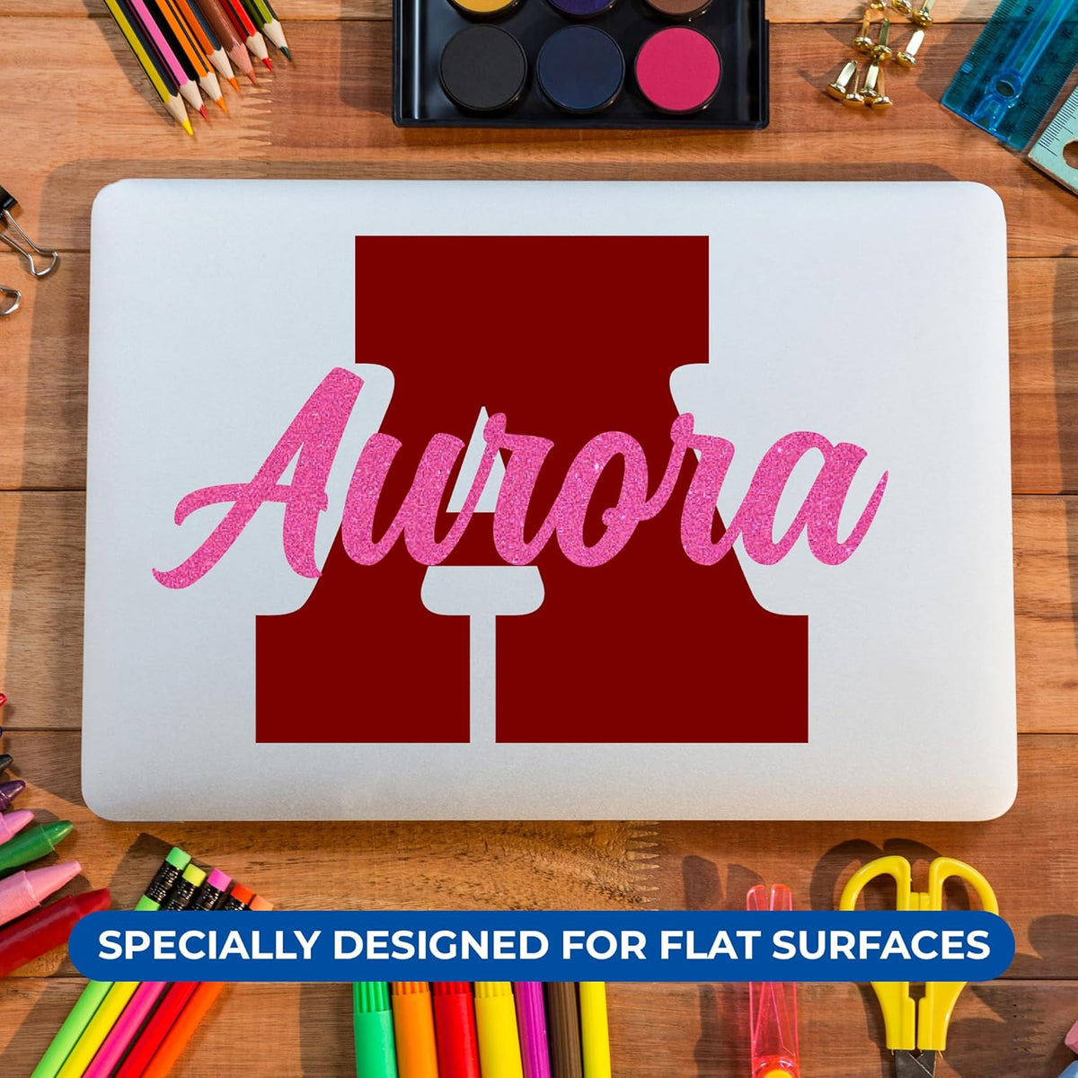 CRYPTONITE Personalized Name Sign for Kids Bedroom Decor I Custom Name for Nursery Decor for Girls Boys I Stickers for Baby Room I Custom Decal with Multi-Size (B. Name Glitter & Initial)