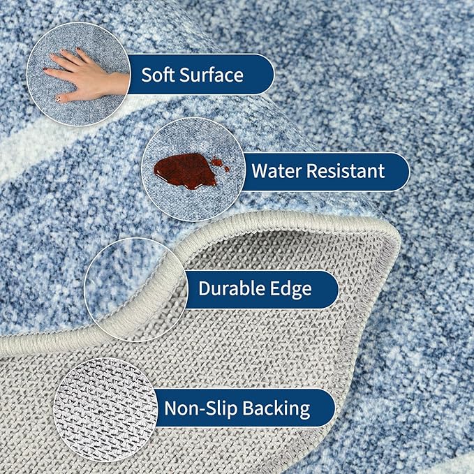 GarveeHome Scalloped Washable Rug 4x6, Non-Slip Entryway Rug, Bordered - Image 4