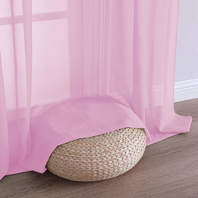 Sheer Curtains 84 Inches Long 2 Panels Set, Sheer Pink Curtains - Image 7