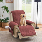 Red Quilted Recliner Chair Covers, Waterproof Medium Chair Covers, Lazy Boy by Pamhaven