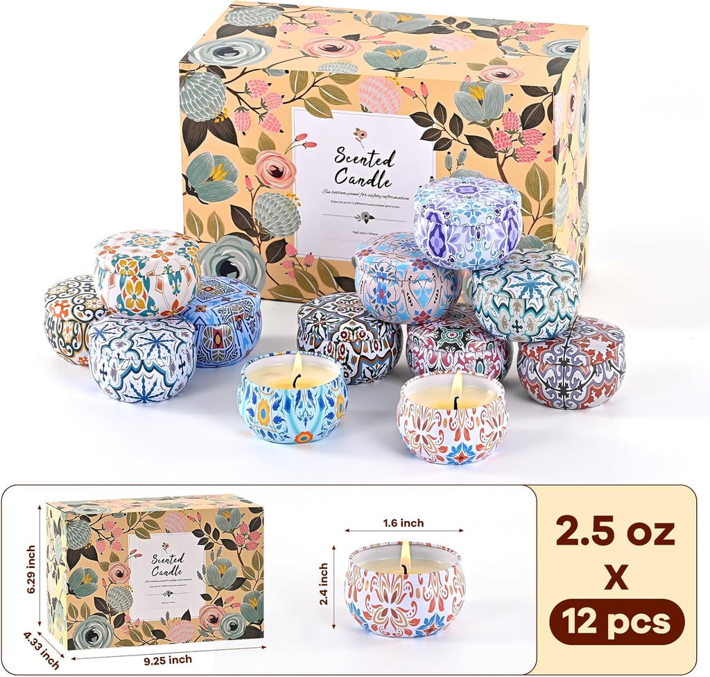 Scented Candles Gift Set, Candles for Home Scented 12 Pack, 300 Hours Long Lasting Soy Wax Aromatherapy Candle Set, Friends Moving Away, Birthday, Retirement Gifts for Women with Gift Box