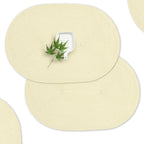 AHHFSMEI Placemats Set of 4 for Dining Table Washable Woven Vinyl Non-Slip 18x12 inches Placemat Heat-Resistant Durable Table Mats for Dining Table Easy to Clean(Ivory 4)