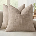 MIULEE Chenille Textured Euro Throw Pillow Covers Oatmeal 26x26 Set of 2 | by MIULEE