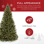 Best Choice Products 12ft Pre-Lit Spruce Artificial Holiday Christmas Tree for Home, Office, Decoration w/ 1,300 Incandescent Lights, 4,188 Branch Tips, Easy Assembly, Metal Hinges & Foldable Base