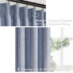 Extra Long 108 Inch Dusty Blue Pleated Linen Light Filtering Sheer Curtains - Image 3