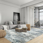 10x14 Area Rugs for Living Room: Washable Abstract Blue Multi Carpet | Non-slip - Image 5