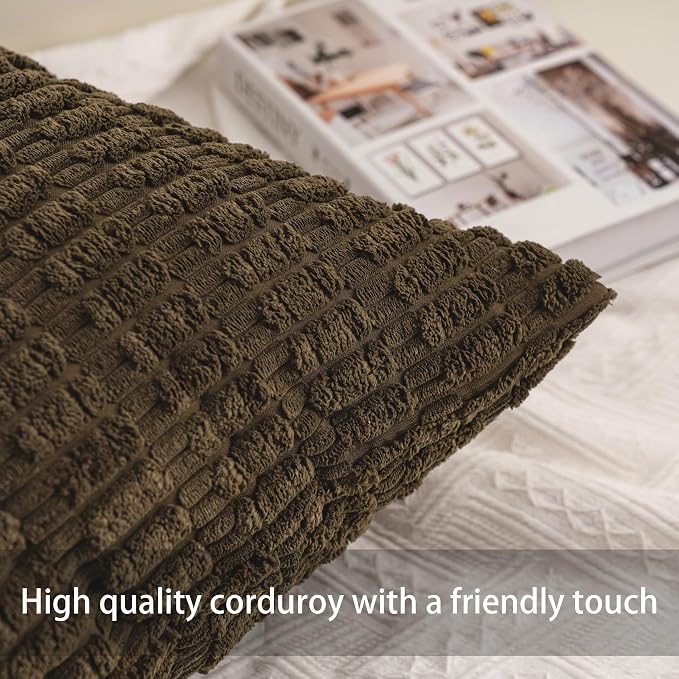 Aegero Pack of 2 Corduroy Decorative Throw Pillow Covers 16x16 Inch - Image 2