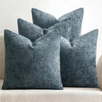 MIULEE Soft Decorative Chenille Pillow Covers Navy Blue 20x20 Pack of 4 | by MIULEE