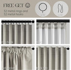 Topfinel 100% Blackout Grey Linen 96 Inch Length Curtains - Image 3