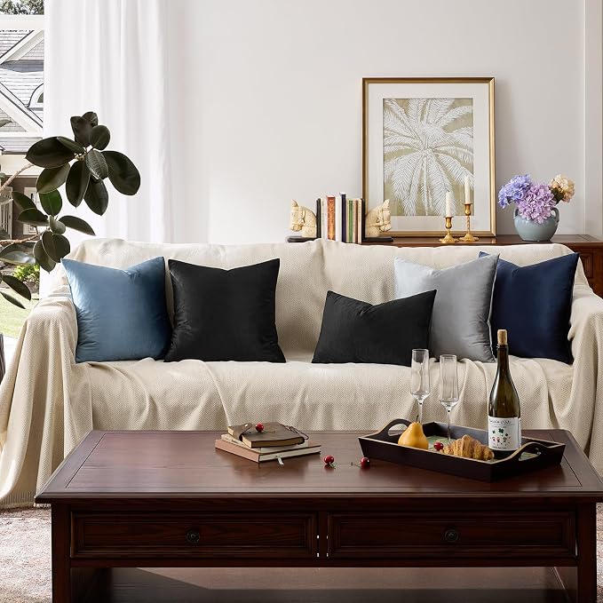 GIGIZAZA Black Velvet Pillow Covers 12x20 Decorative Pillows Pack of 2 | Lumbar - Image 7