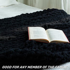 Chunky Knit Blanket - Luxury Soft Cozy Extra Large Size (80 * 90) Throw Blanket,100% Woven Blanket Rope Knot Throw Blanket for Couch, Sofa, Home Decor, Gift - Machine Washable（Black）