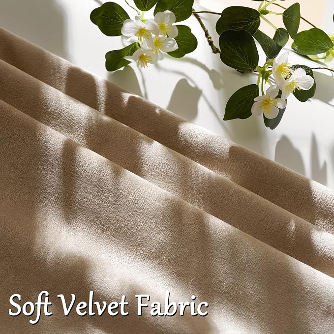 GIGIZAZA Taupe Velvet Pillow Covers 24x24 Decorative Pillows Pack of 2 | - Image 4