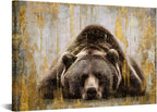 KREATIVE ARTS Bear Sleep Pictures Wall Decor Brown Animal Canvas Wall Art Modern Rustic Woodland Wildlife Print Vintage Framed Artwork for Living Room Bedroom Cabin 32 x 24 Inch