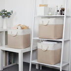 Bidtakay Fabric Storage Baskets for Organizing Beige 13 Inch Collapsible Square Baskets 3 Pack Organization Bins Large Cube Storage Bins Closet Baskets for Shelves Clothes