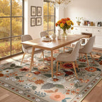 RELEANY Floral Washable 8x10 Area Rugs Brown/Brick | Flower Carpet Print Boho - Image 6