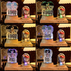 Heart-Shaped Photo Customization Night Light Personalized 3D Crystal Lamp 7 Color Light Rose Bluetooth Rotation Crystal Photo Frame Best Gift for Couple Love Women Men Wedding Christmas