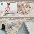 8x8 Square Living Room Area Rug – Washable Modern Neutral Abstract Indoor Rug - Image 6
