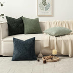 MIULEE Soft Decorative Chenille Pillow Covers Green 18x18 Pack of 4 | Nordic - Image 5