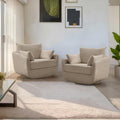 360° Swivel Accent Armchair Set of 2, 39.3" Oversized, Sherpa Boucle Fabric Sofa Chair with Removable Back & Arm Pillows, Swivel Chairs with Cozy Soft Padded, No Assembly Required, Camel