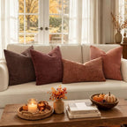 MIULEE Chenille Textured Fall Throw Pillow Covers Burnt Orange 18x18 | Set of 2 - Image 3